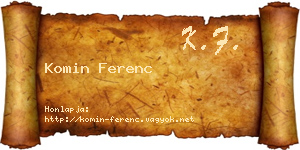 Komin Ferenc névjegykártya